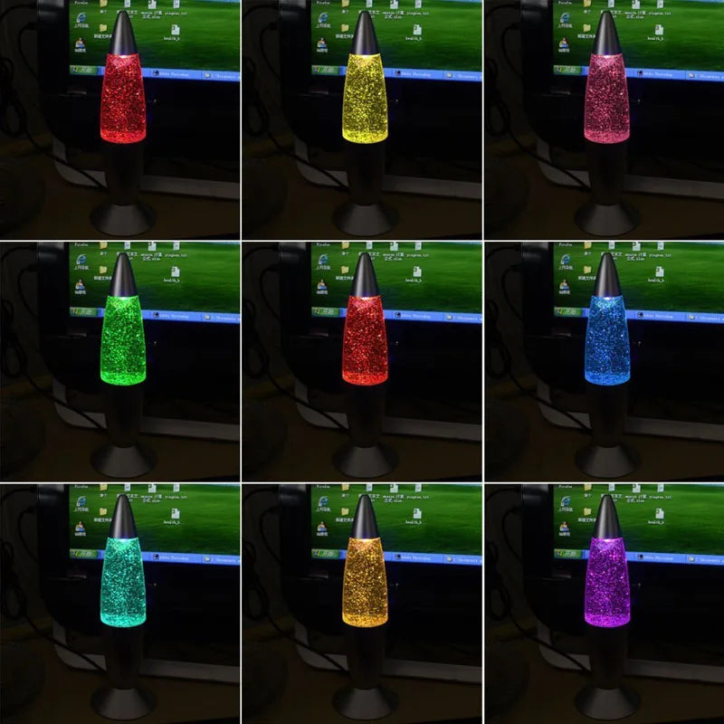 Lampe de Chevet Mini Fusée à Lave avec Paillettes LED
