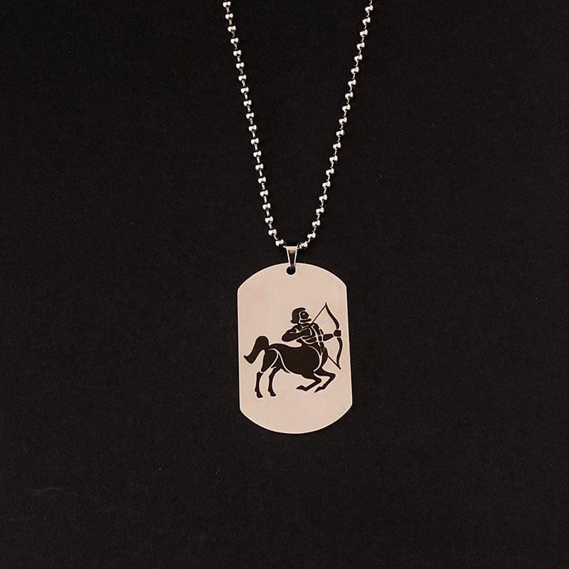 Collier pendentif signe astrologique militaire plat gravé métal - MonPendentif