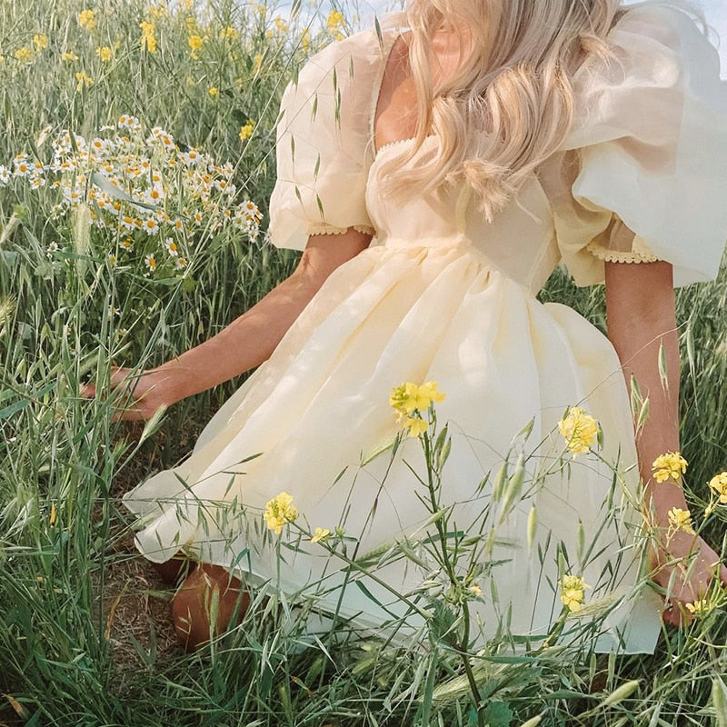 Robe Princesse Femme Jaune courte