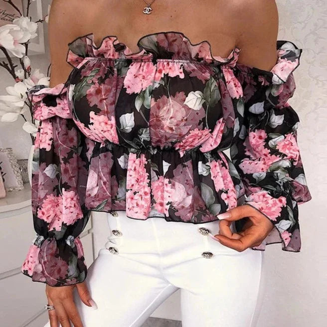 Crop top a volant femme