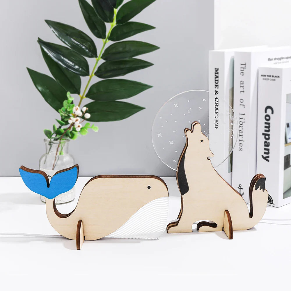 Lampe de Chevet Bois Animaux pour Enfants