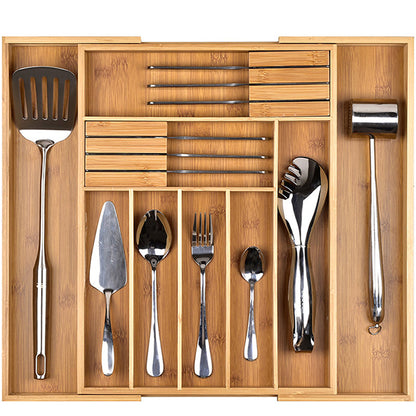 Range couverts rétractable en bambou