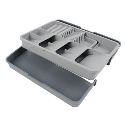 Range couverts gris en plastique