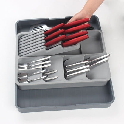 Range couverts gris en plastique