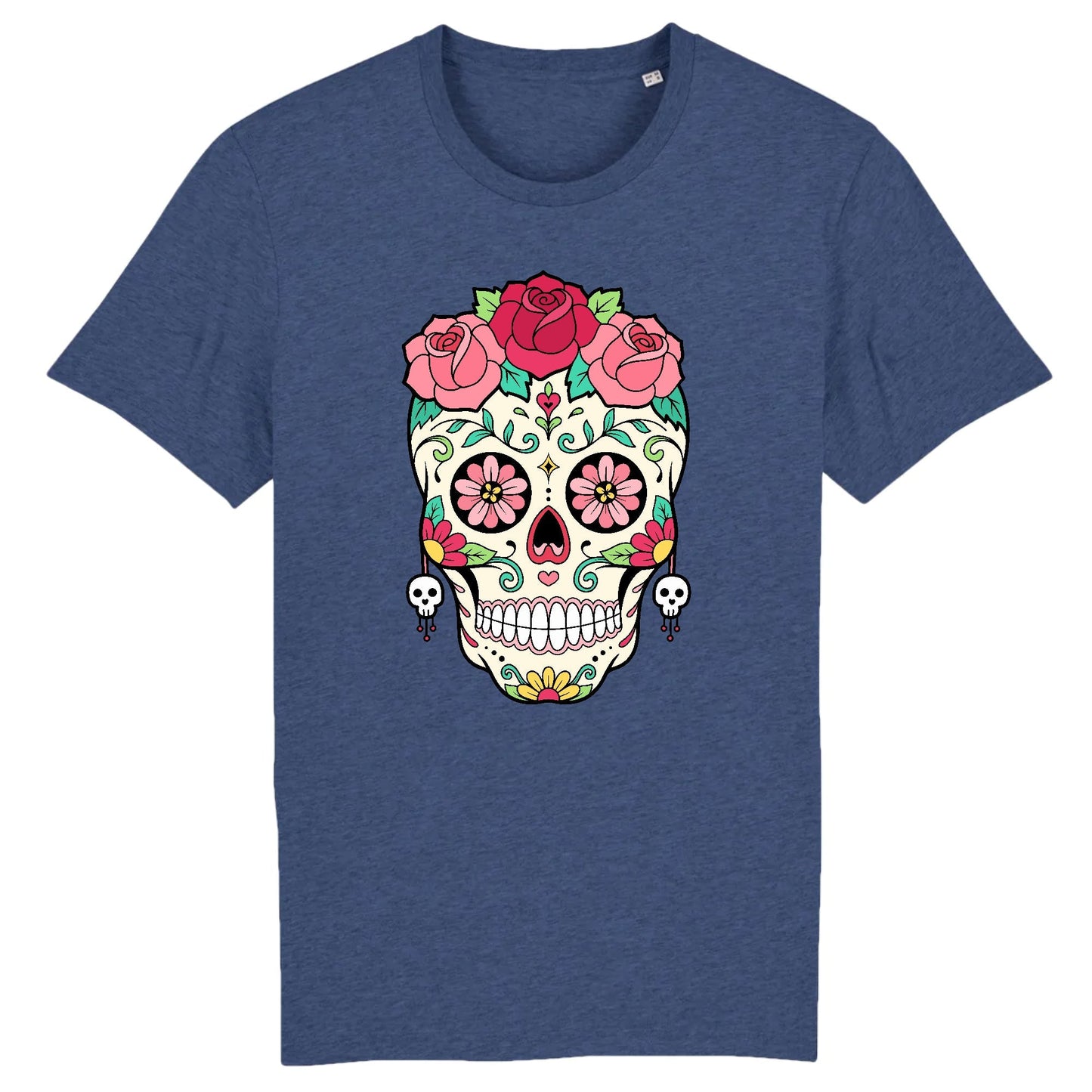 T shirt tete de mort mexicaine rose