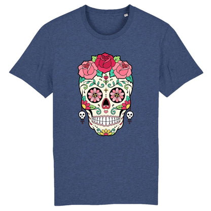 T shirt tete de mort mexicaine rose