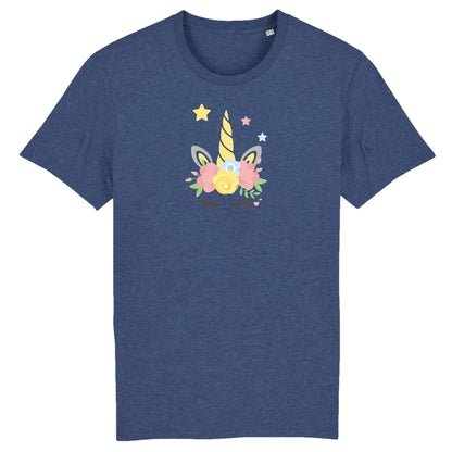 T shirt Unisex Licorne couronne fleurs