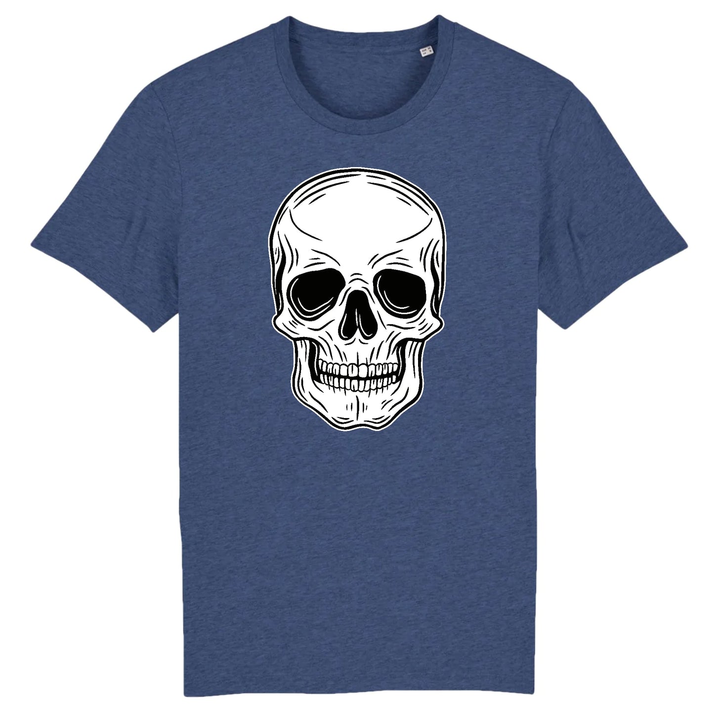 T shirt tête de mort blanche
