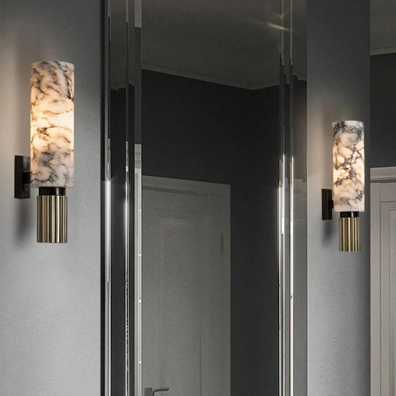 Applique Murale en Marmoré et Cuivre - Élégance Lumineuse LED pour Votre Intérieur