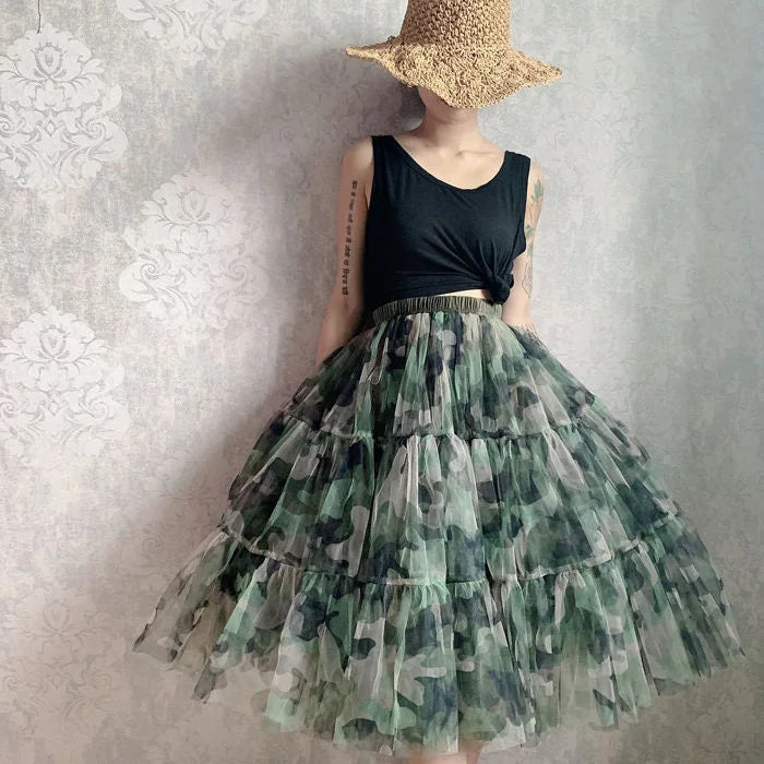 Jupe plissée camouflage