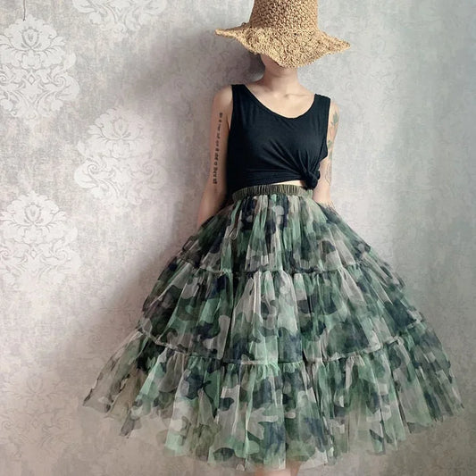 Jupe plissée camouflage