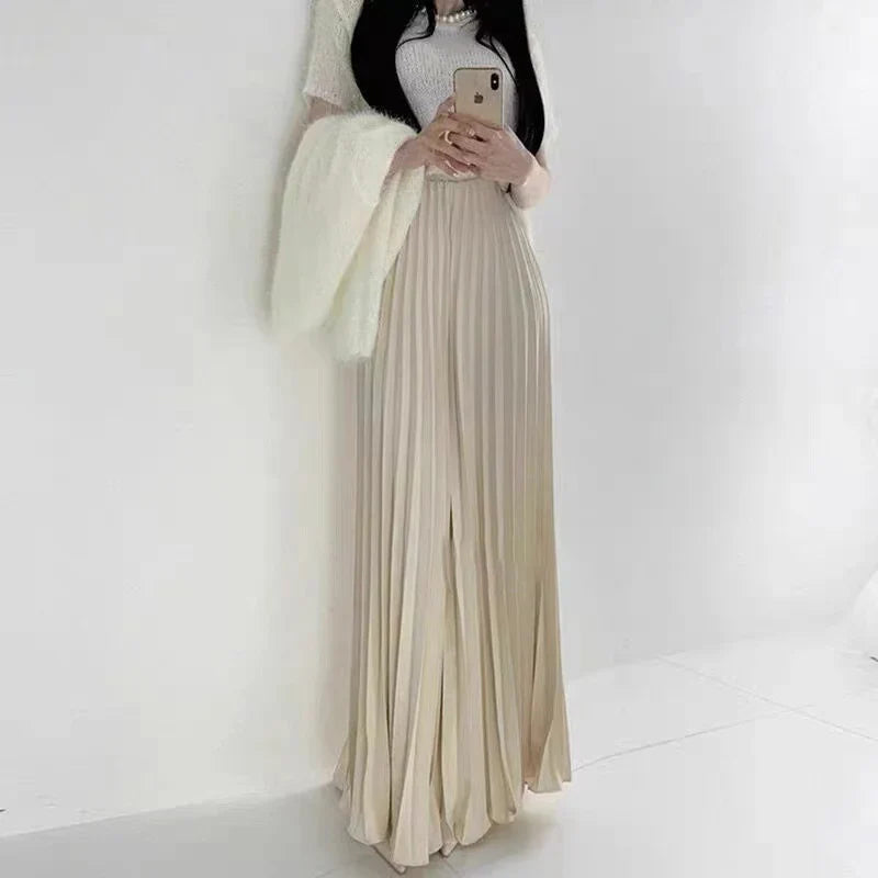 Jupe plissée courte beige