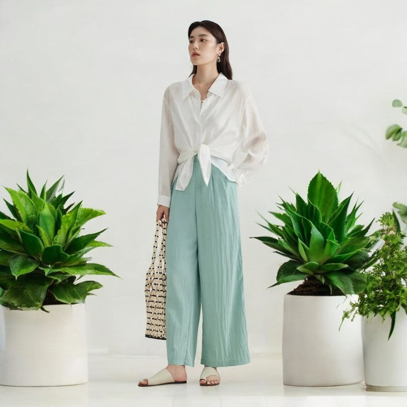 Pantalon plissé bleu
