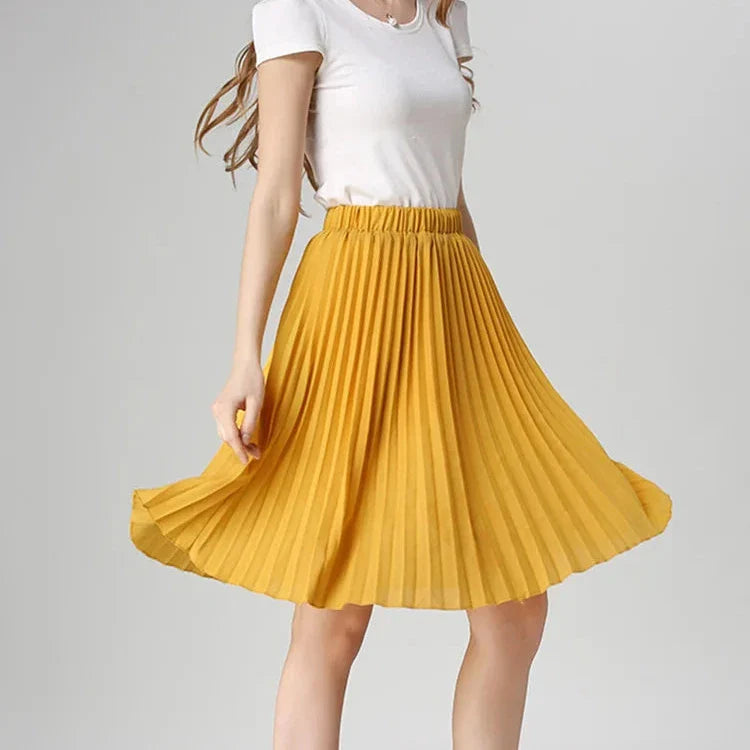 Jupe plissée jaune