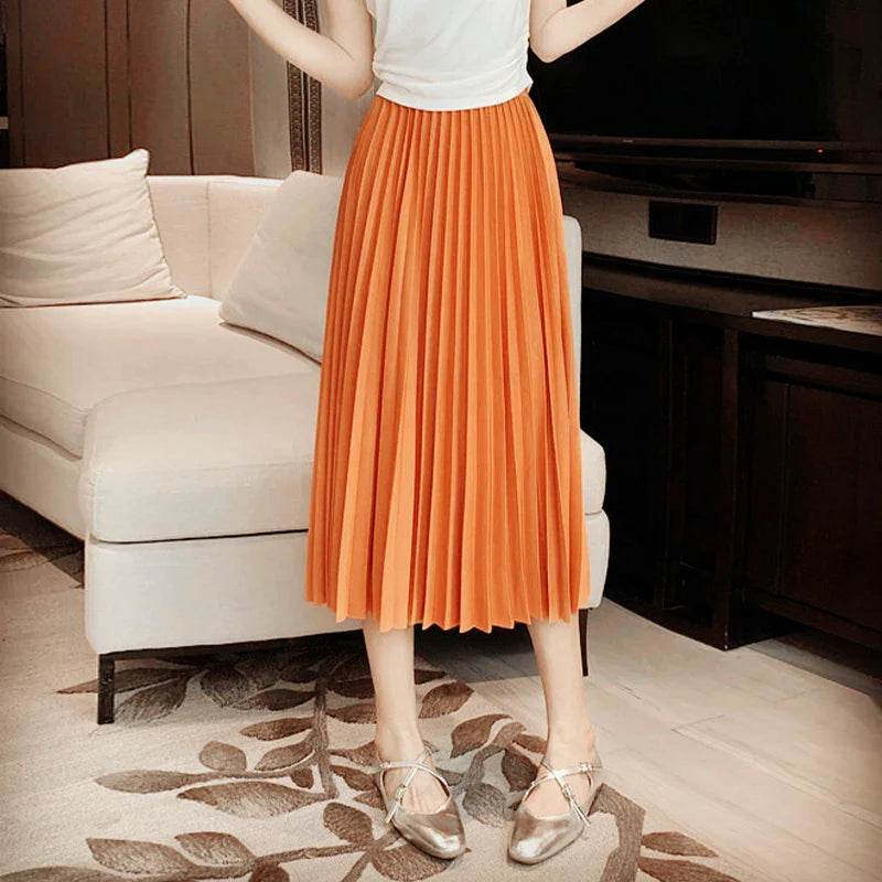 Jupe plissée orange