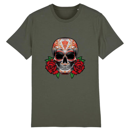 T shirt tete de mort mexicaine Rose Flamme