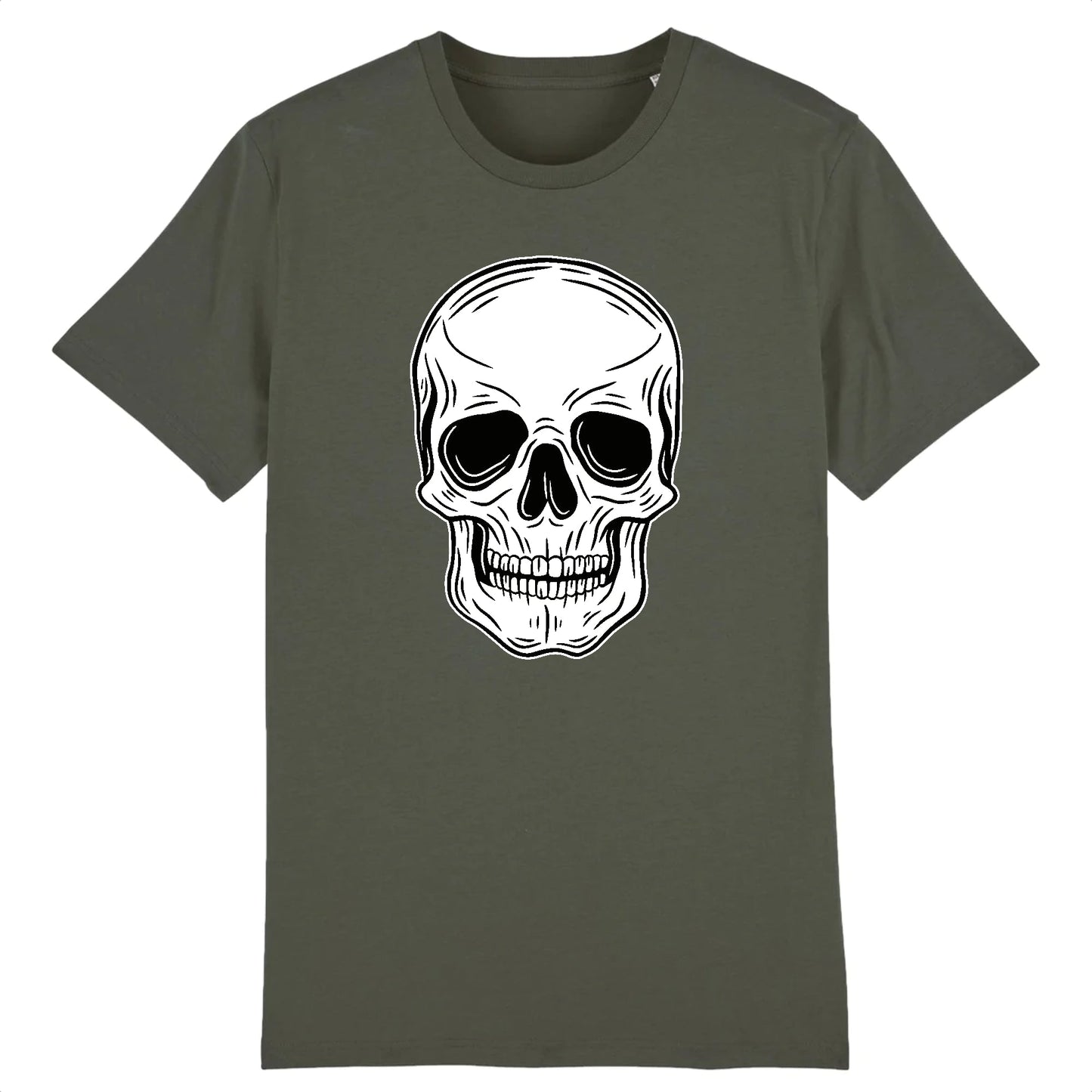 T shirt tête de mort blanche