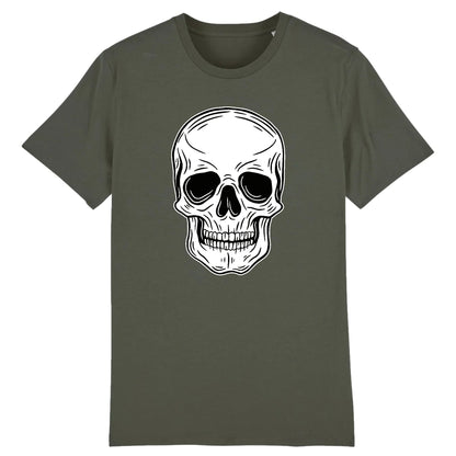 T shirt tête de mort blanche