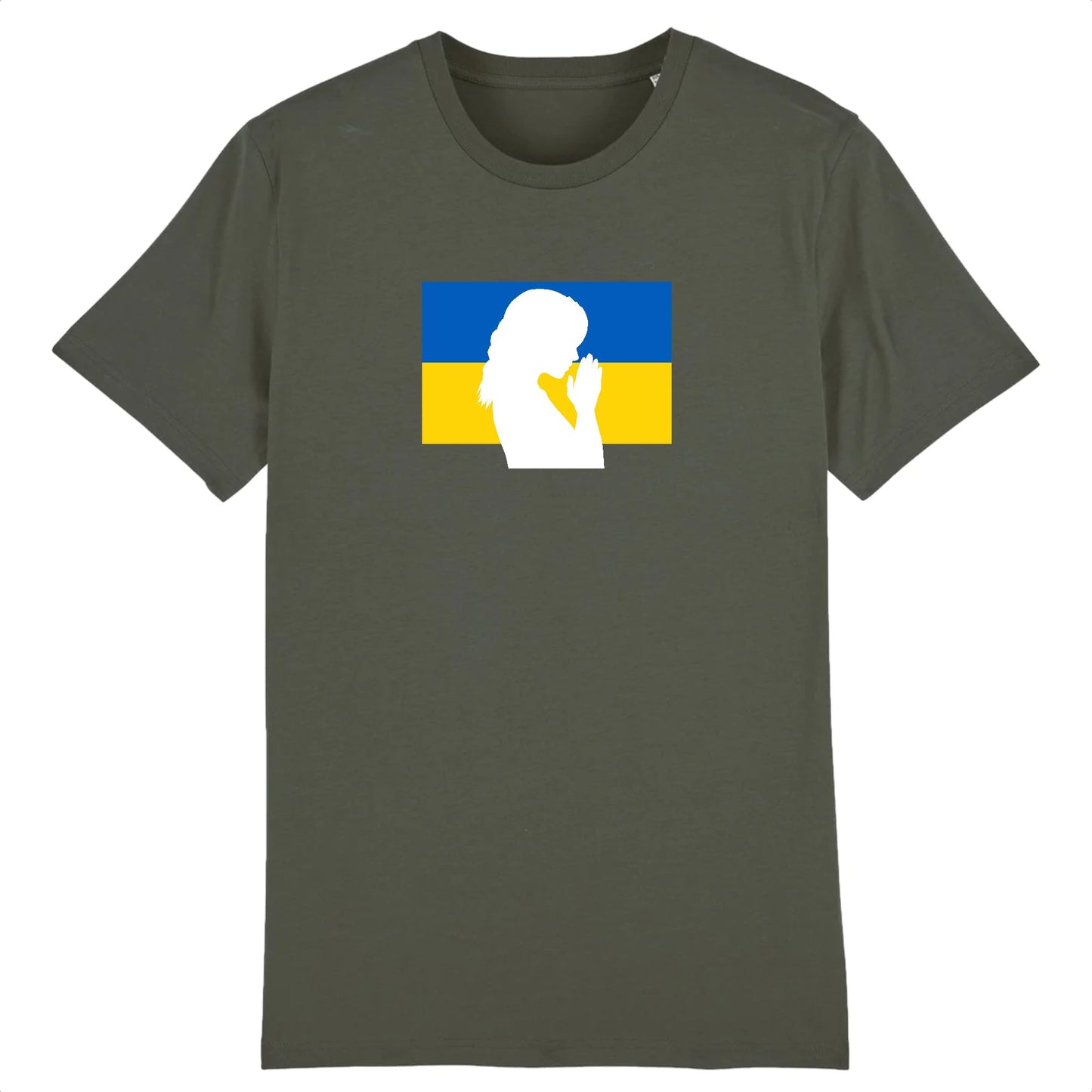 T shirt Ukraine Silhouette de Femme en Prière