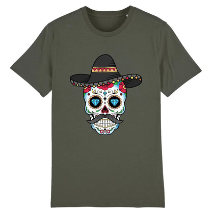 T shirt tete de mort mexicaine cow-boy