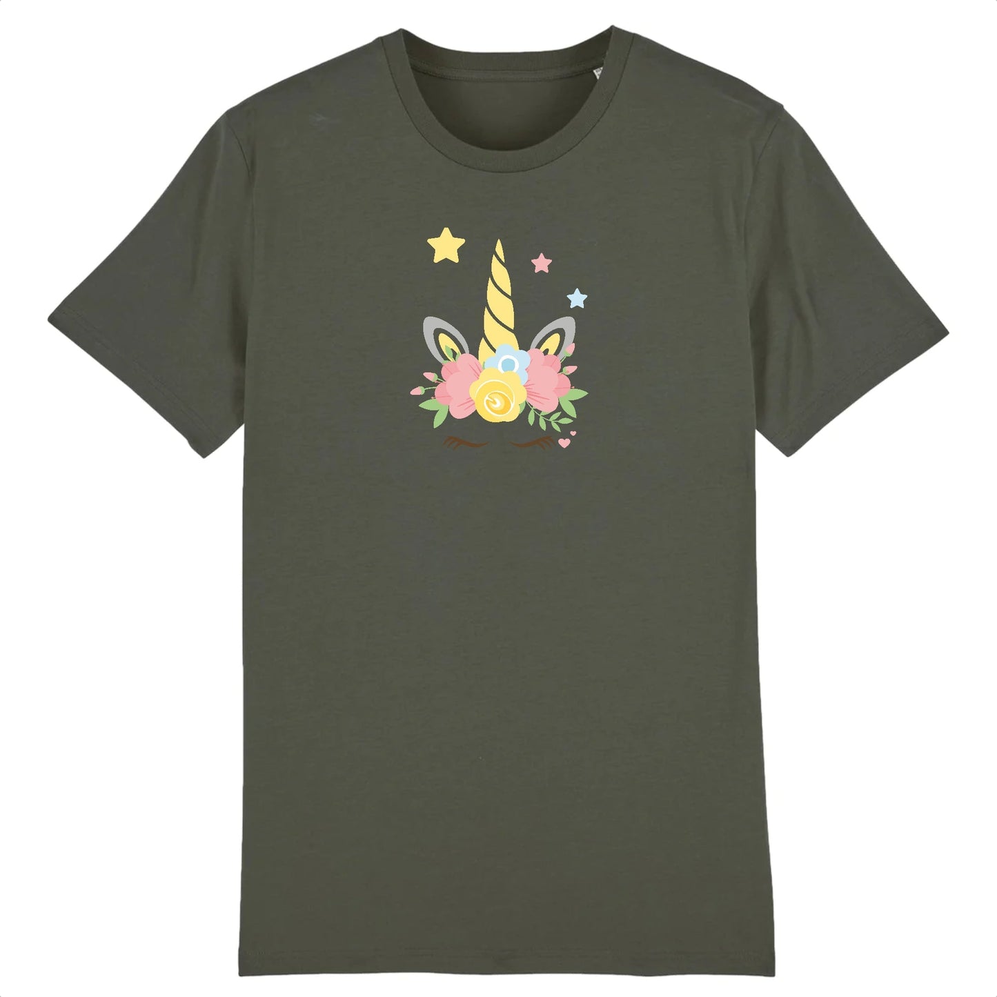 T shirt Licorne couronne fleurs