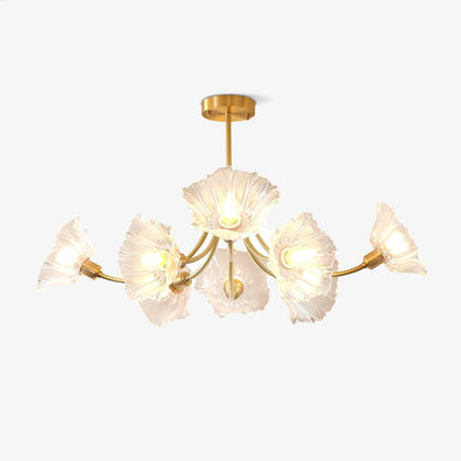 Lustre Kalin en Verre et Laiton - Design Élégant de Fleurs pour Salon et Salle à Manger