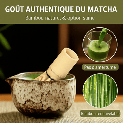 Kit Matcha 6 Pièces – Bol Céramique & Fouet Bambou