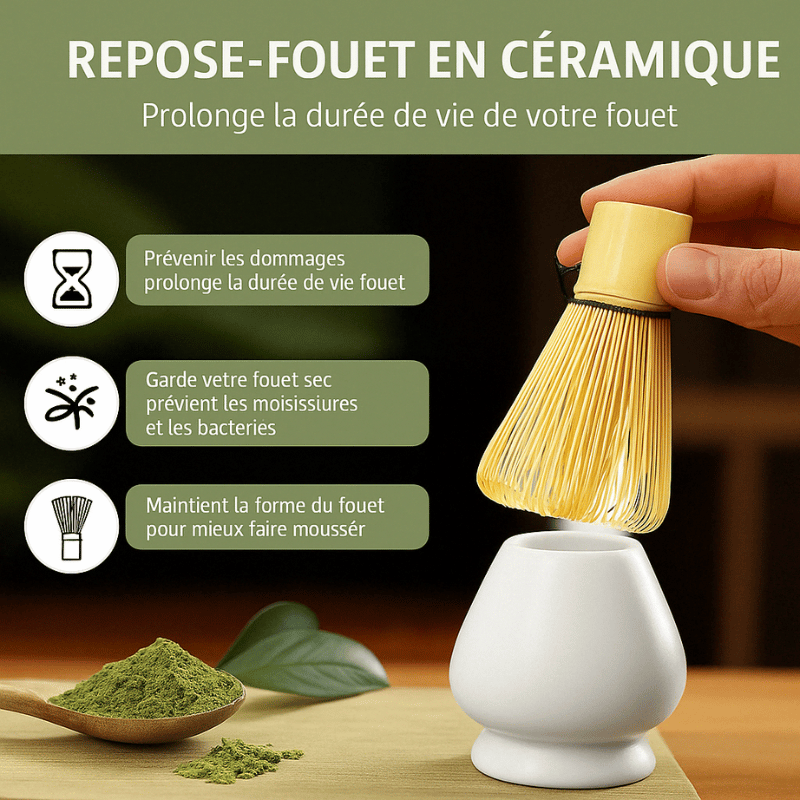 Kit Matcha 6 Pièces – Bol Céramique & Fouet Bambou