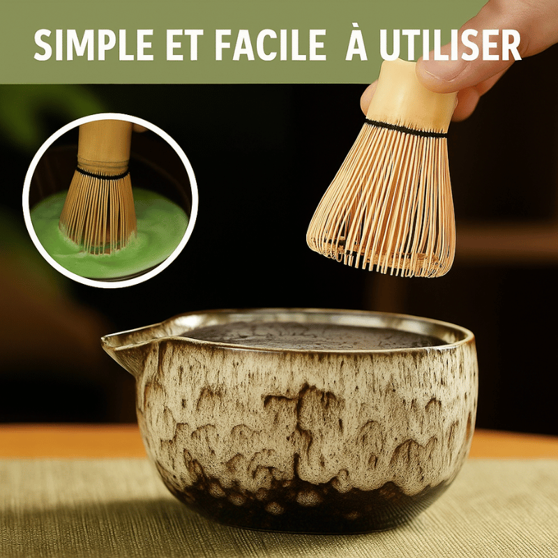 Kit Matcha 6 Pièces – Bol Céramique & Fouet Bambou