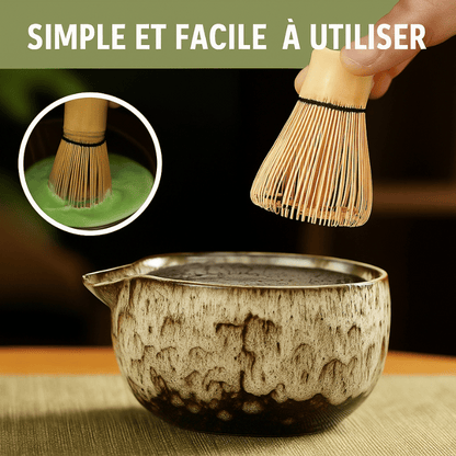 Kit Matcha 6 Pièces – Bol Céramique & Fouet Bambou