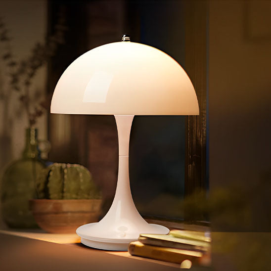 Lampe champignon en blanc pour la décoration