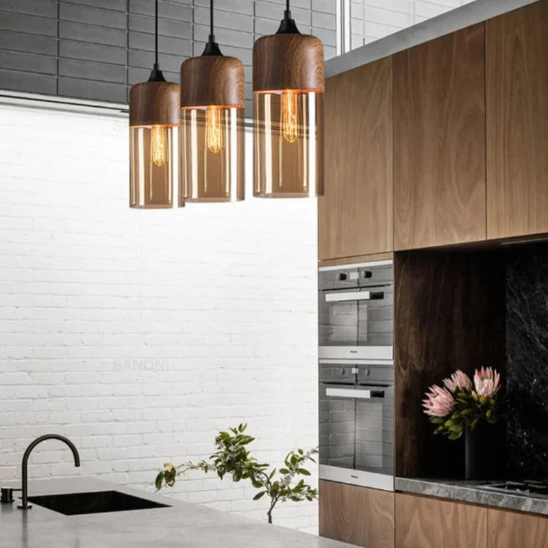 Lampe LED Suspendue en Bois
