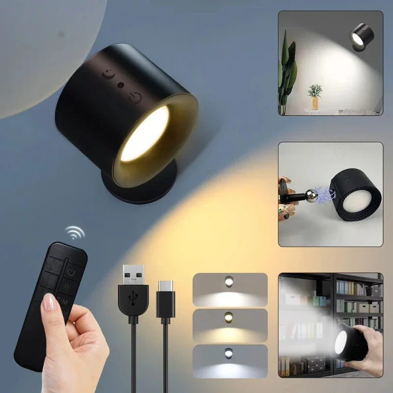 Applique Murale LED Rotative à 360°sans fil