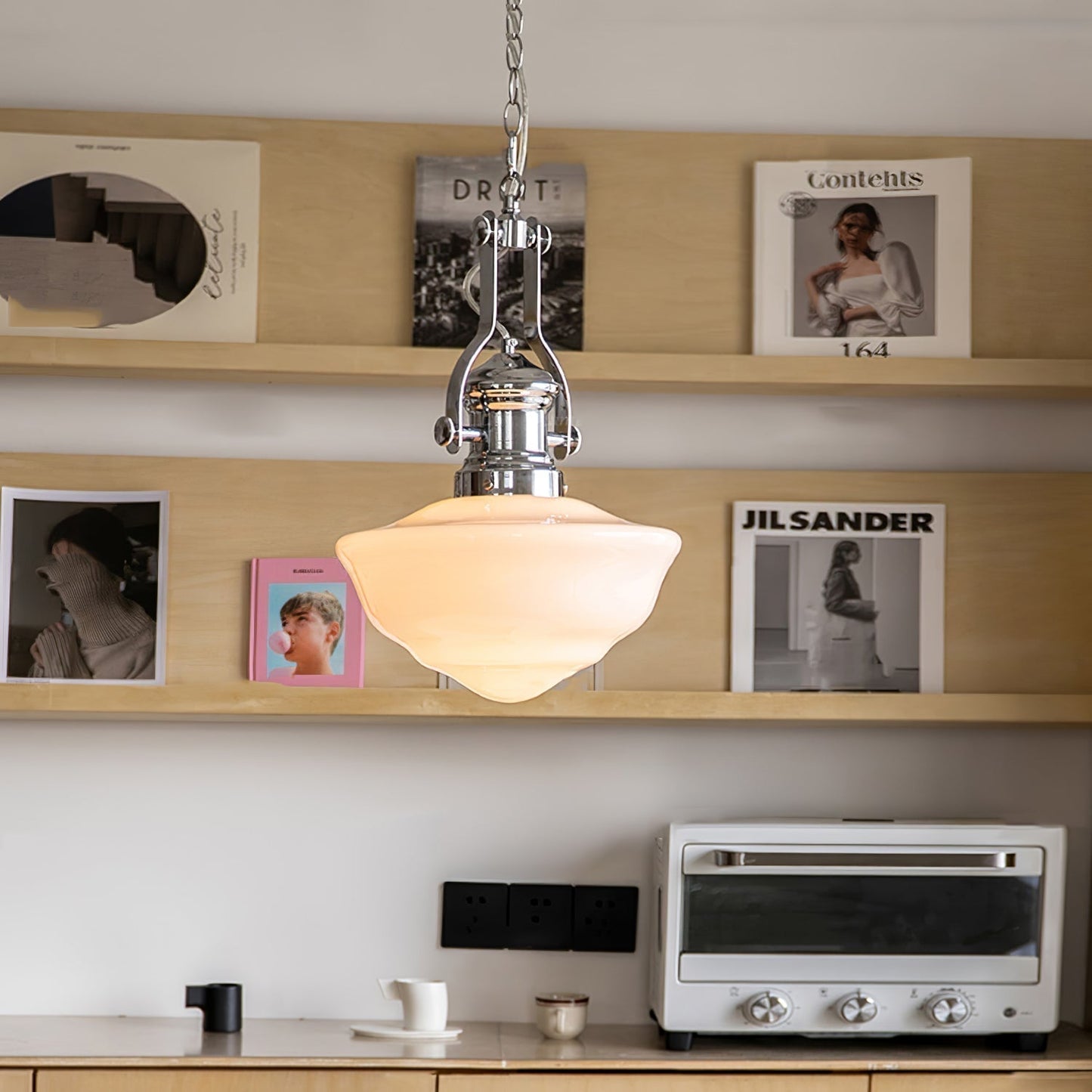 Suspension Lavagna Schoolhouse – Lampe Pendante en Verre et Métal, Design Moderne