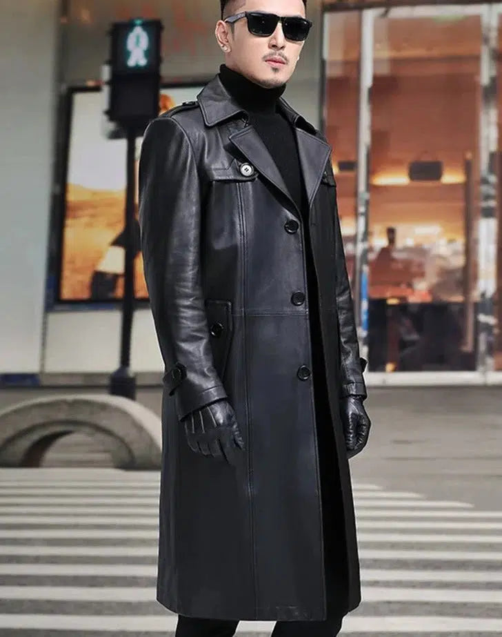 Leather trench coat-Old Money