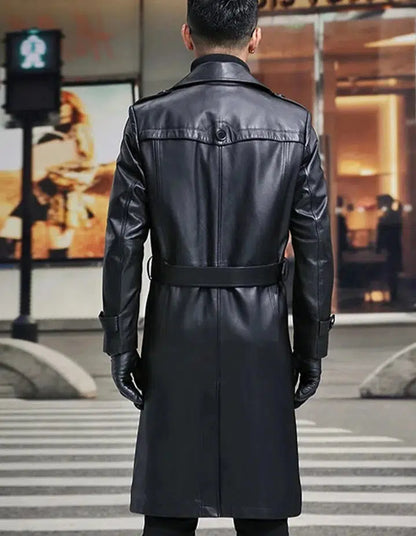 Leather trench coat