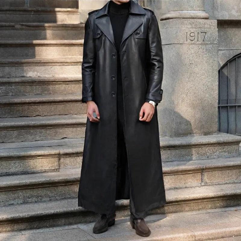 Leather trench coat