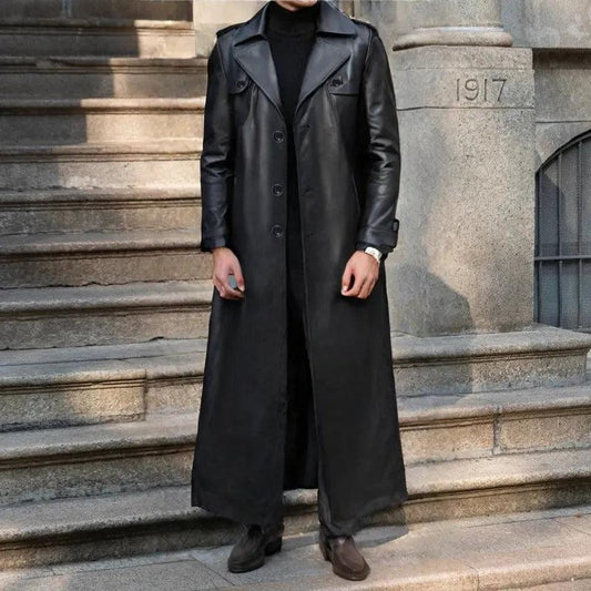 Leather trench coat