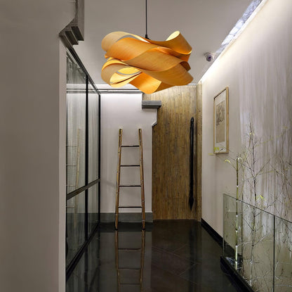 Suspension Link en Bois et Métal - Lampe Moderne à Lumière Douce pour Intérieur Élégant