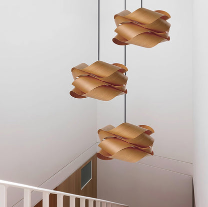 Suspension Link en Bois et Métal - Lampe Moderne à Lumière Douce pour Intérieur Élégant