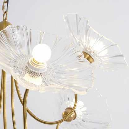 Chandelier en Verre Mat Décoratif - Design Élégant à Feuilles pour Intérieur