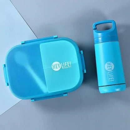 Lunch Box Micro Onde Avec Mini Gourde 33 cl Bleu (LIFE)