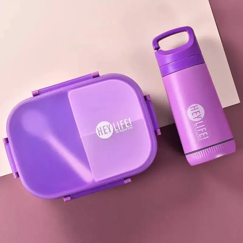 Lunch Box Micro Onde Violet Avec Petite Gourde 33 cl (Healthy)