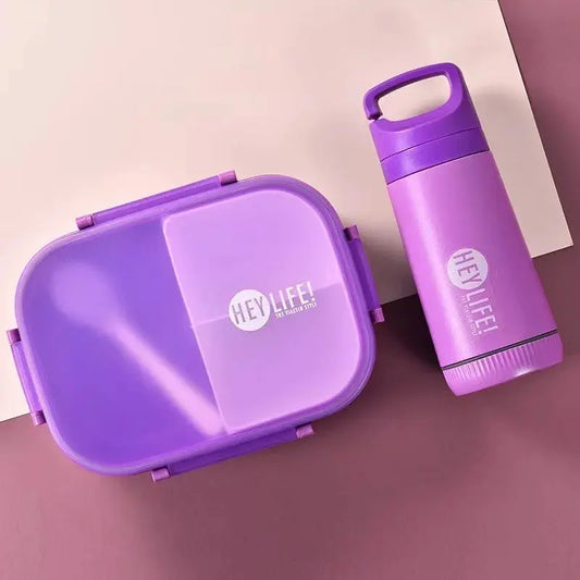 Lunch Box Micro Onde Violet Avec Petite Gourde 33 cl (Healthy)