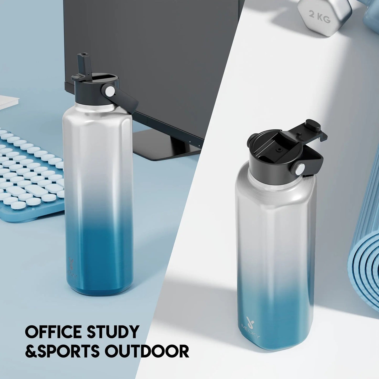MEOKY Gourde d'Eau Isotherme 24oz (Bleu anthracite)