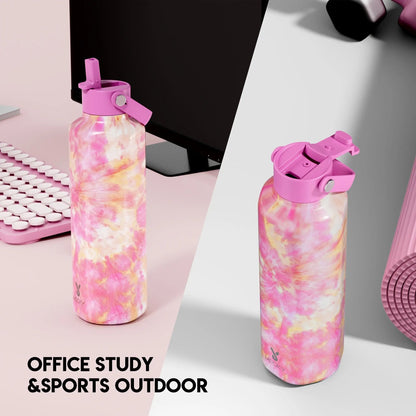 MEOKY Gourde d'Eau Thermique 24oz (Tulipe rose)