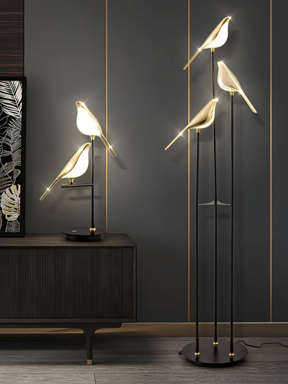 Lampe Magpie Perch - Élégance Naturelle, Design Moderne, LED Intégrée, Stehlampe ou Lampe de Table