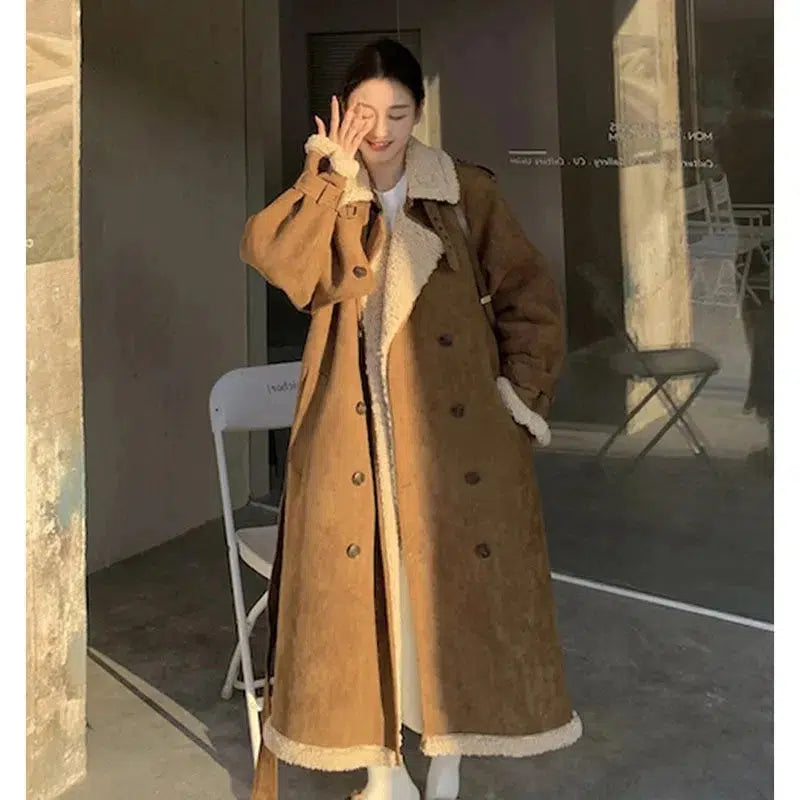 Manteau long daim