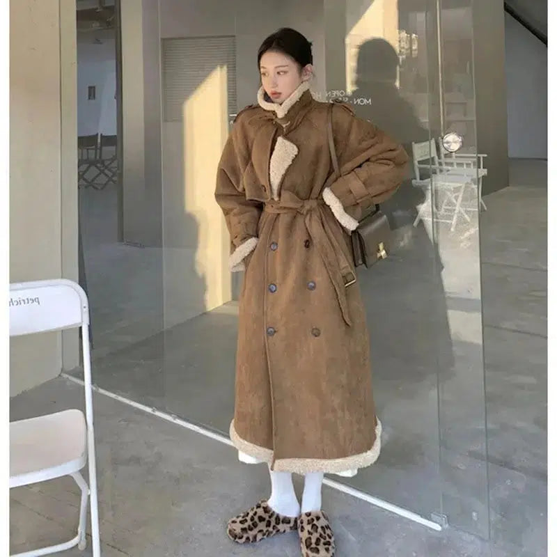 Manteau long daim