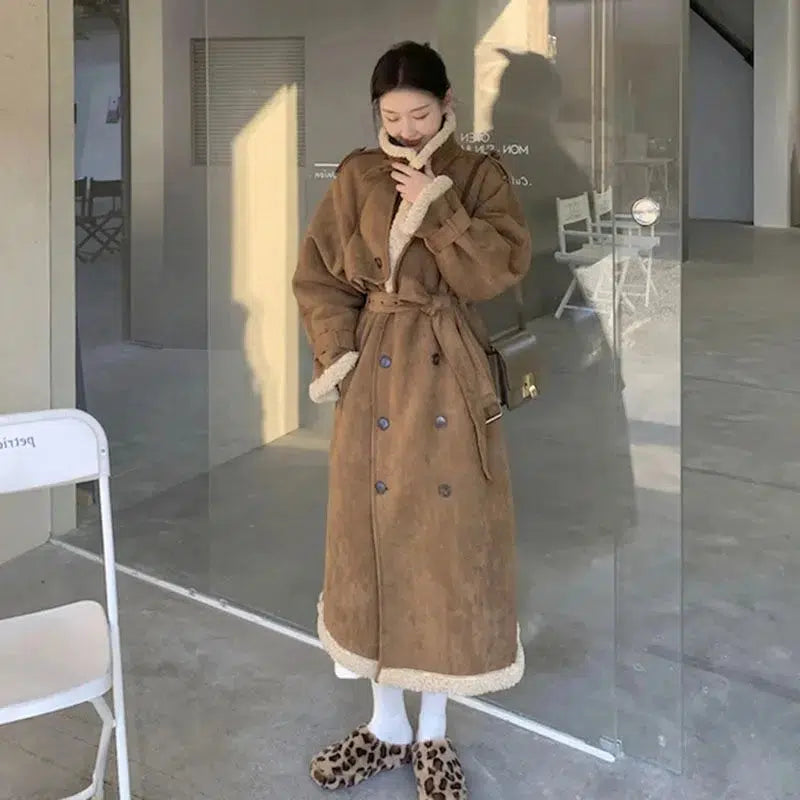 Manteau long daim